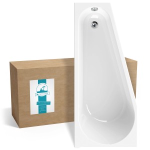 Calmwaters Raumsparwanne Essential Small, 160x70 cm, rechte Ausführung, aus Acryl mit Verpackung.