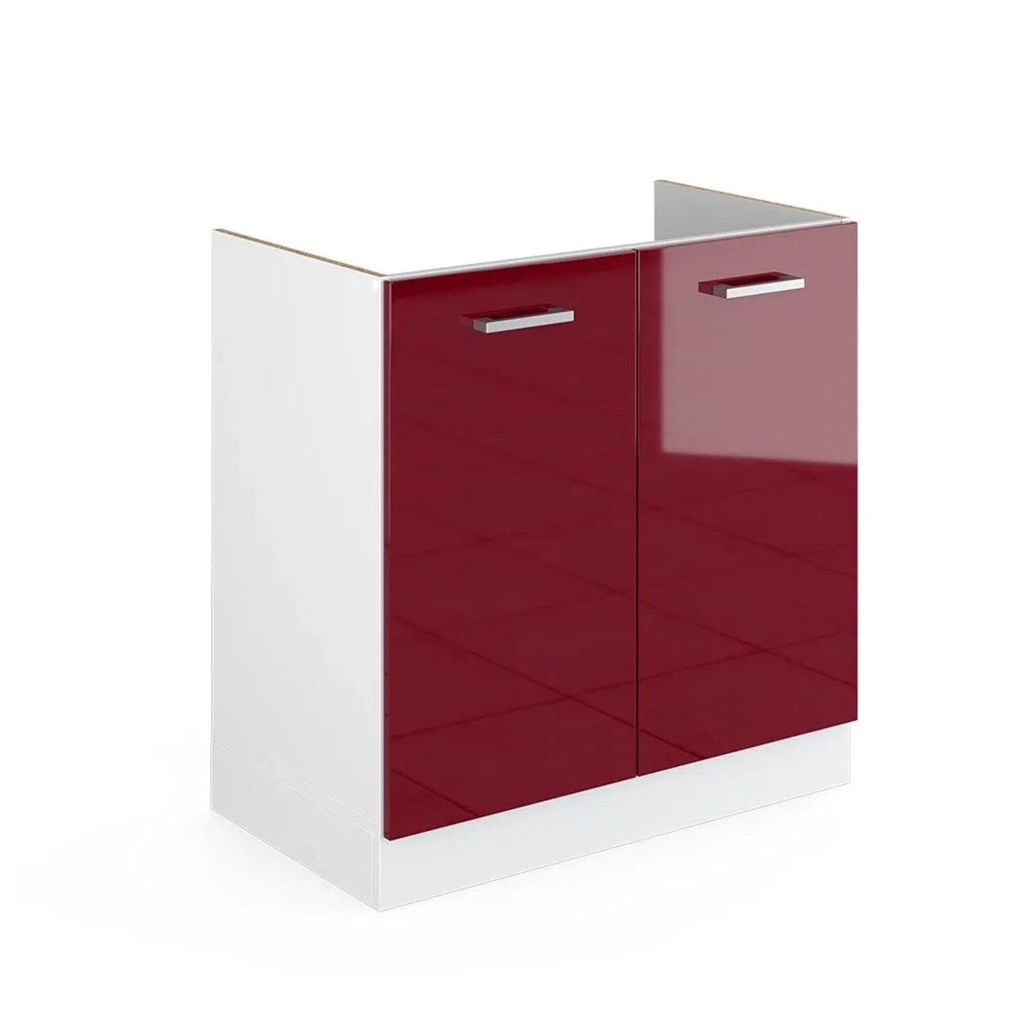 Vicco Spülenunterschrank R-Line Rot Hochglanz 80 x 82 ohne Arbeitsplatte