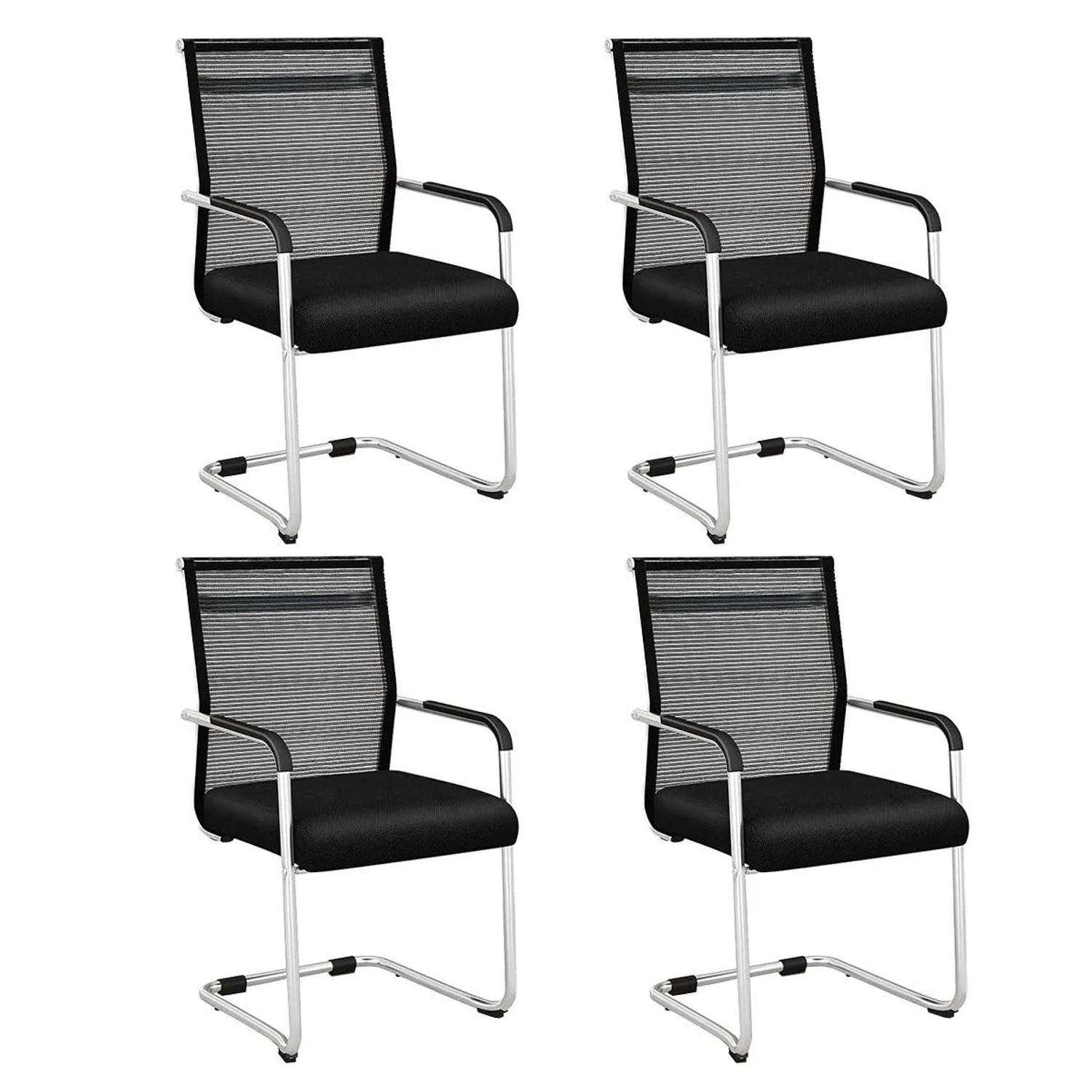 Costway Freischwinger Stühle 4er Set Stapelbare Schwingstühle Schwarz günstig online kaufen