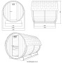 Technische Zeichnung Home Deluxe Fasssauna Lahti Deluxe XL mit Maßen.
