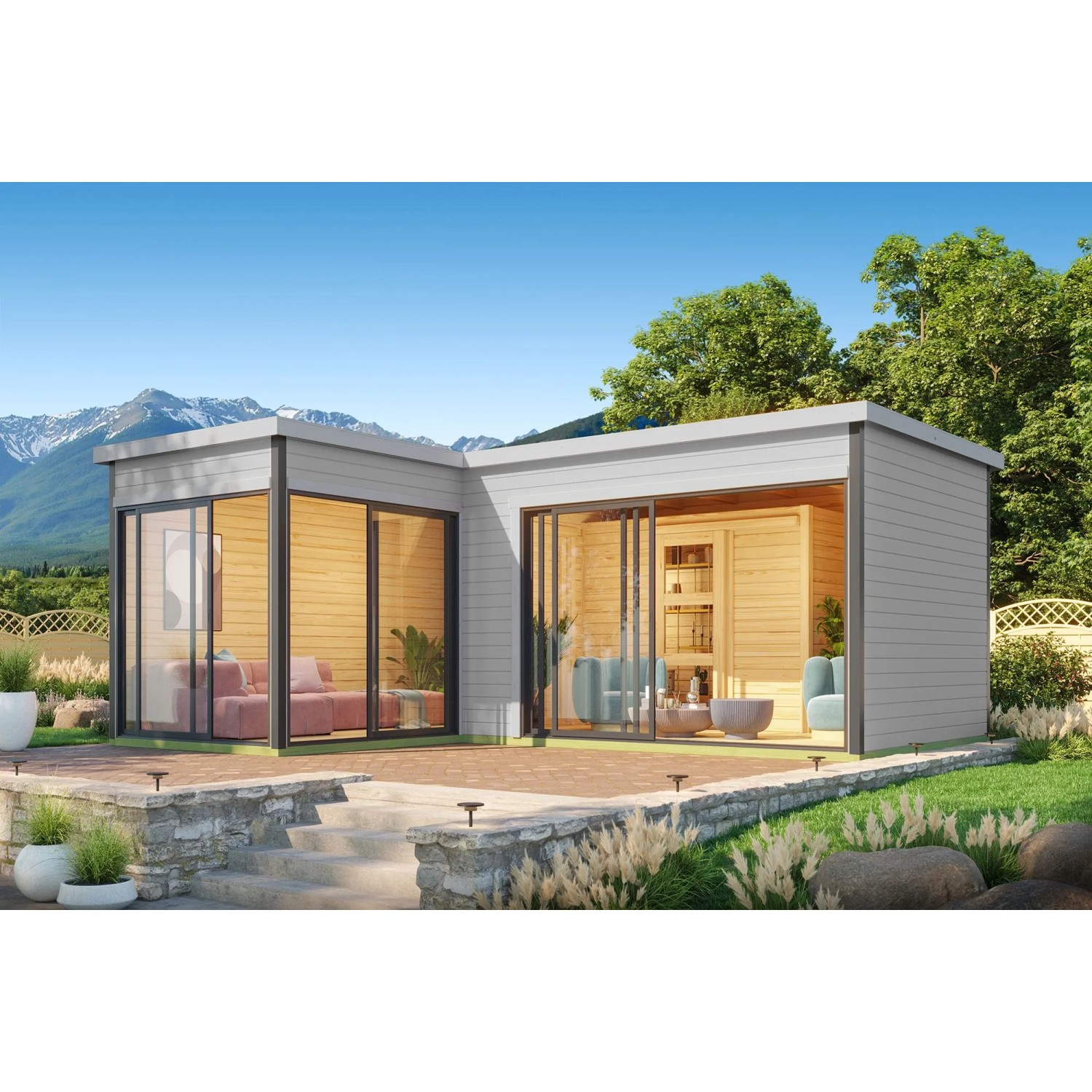 Lasita Gartenhaus Domeo 11 Lichtgrau 600 cm x 500 cm