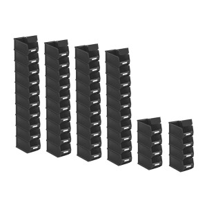 SuperSparSet: 48 schwarze ESD Sichtlagerboxen 2,8L mit Abdeckung für Werkstatt & Lager.