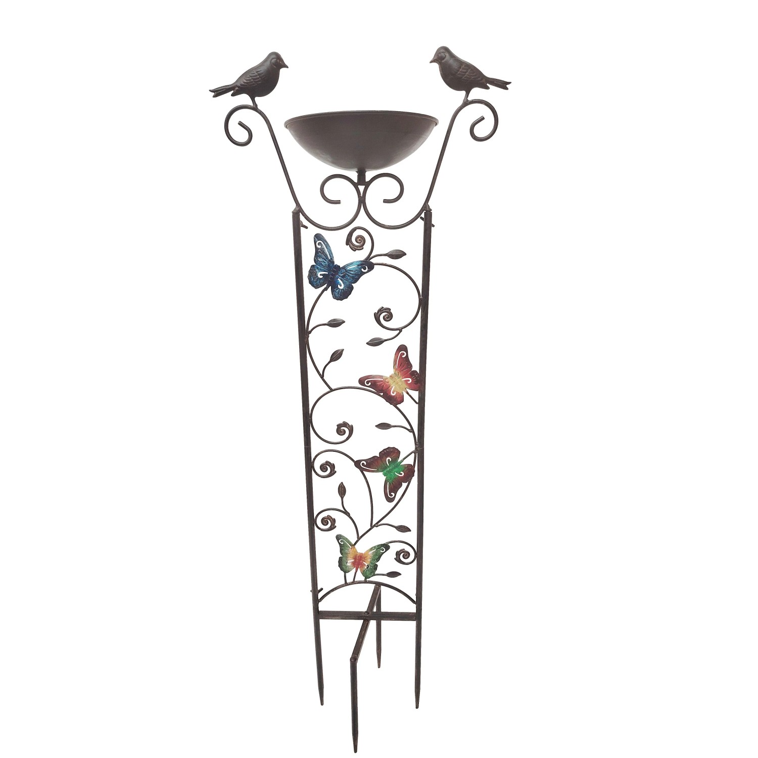 DELUKE Vogeltränke ELSA Eisen Rostfarben 101,5x18,5x33cm Dekoration Garten Terrasse