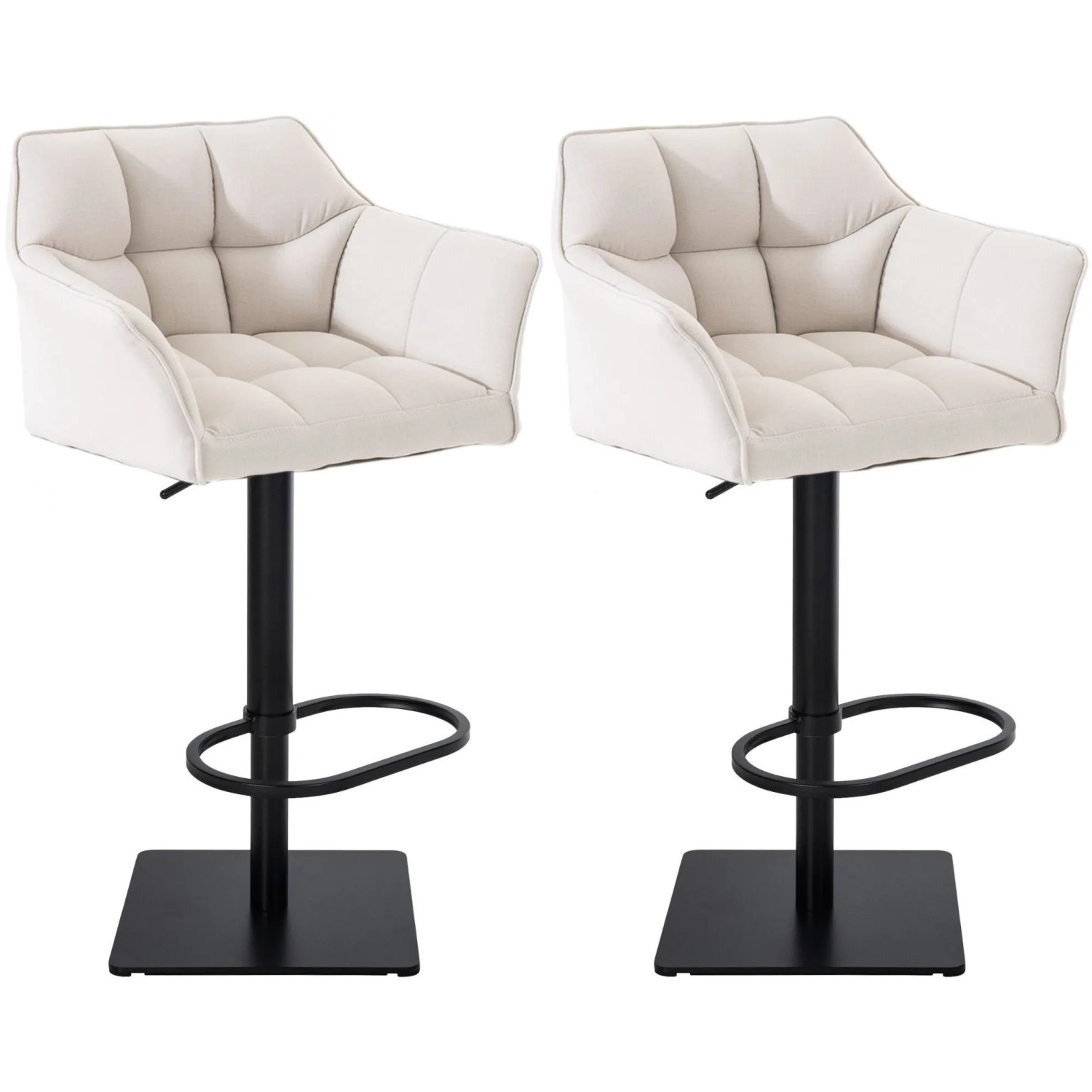 DELUKE 2er Set Barhocker SIHAR Stoff Weiß 64x45x88cm Schwarz Barstuhl Höhenverstellbar Mit Lehne Drehbar Tresenhocker Tr...