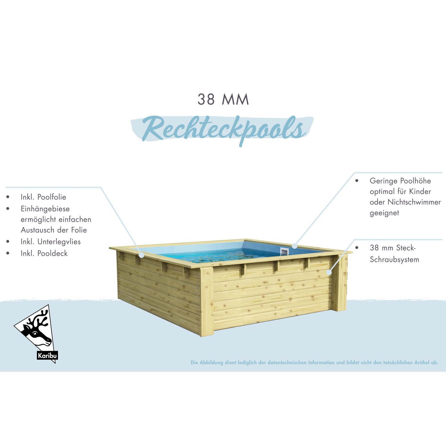Karibu Holzpool Minipool, kesseldruckimprägniert, 78x192,1x192,1 cm. Ideal für kleine Gärten.