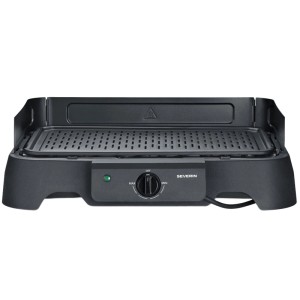 Schwarzer Severin Tischgrill PG8595 mit gerippter Grillplatte aus Aluminium, 2000W.