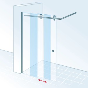 Schulte MasterClass Walk In Dusche mit Schiebetür, Chromoptik, Klarglas, Anschlag rechts.