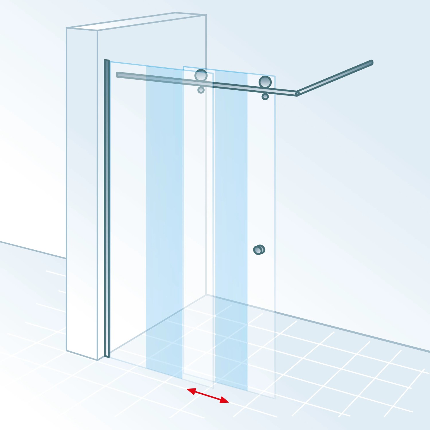 Schulte MasterClass Walk In Dusche mit Schiebetür, Chromoptik, Klarglas, Anschlag rechts.