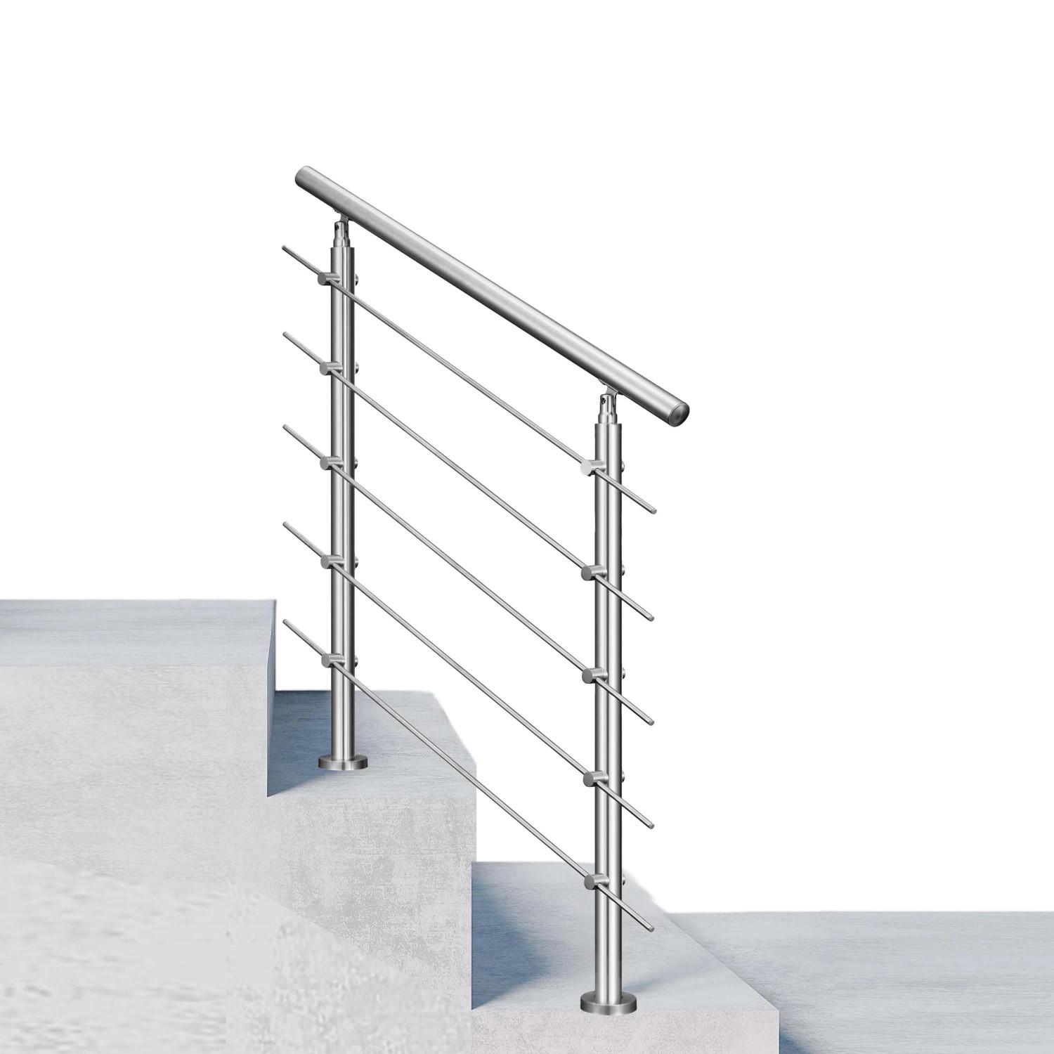 Duschparadies Edelstahl Geländer 80 cm mit 5 Querstäben für Innen und Außen