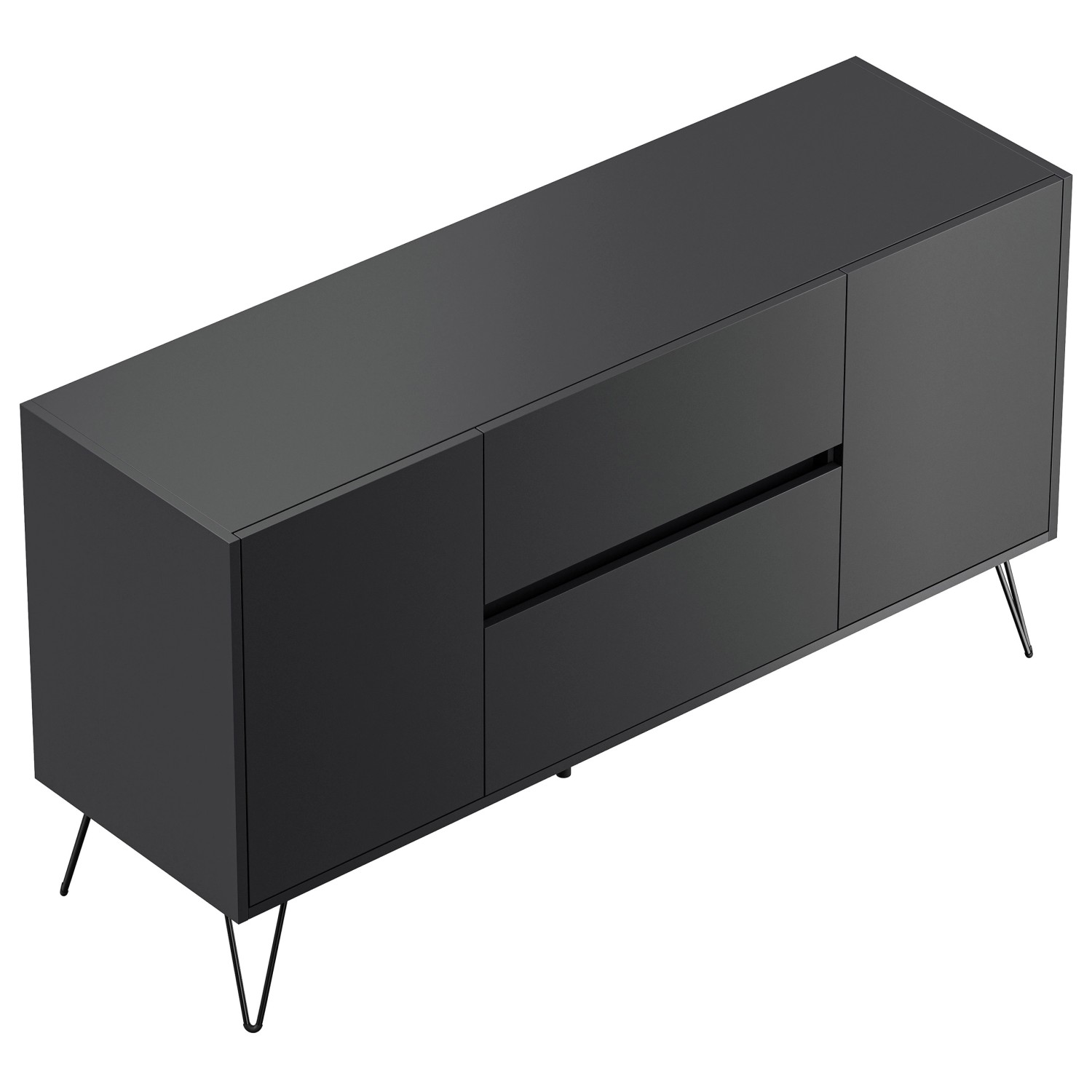 Posseik Sideboard Industrial F 2 Schubladen 2 Türen 140 cm Grafit günstig online kaufen