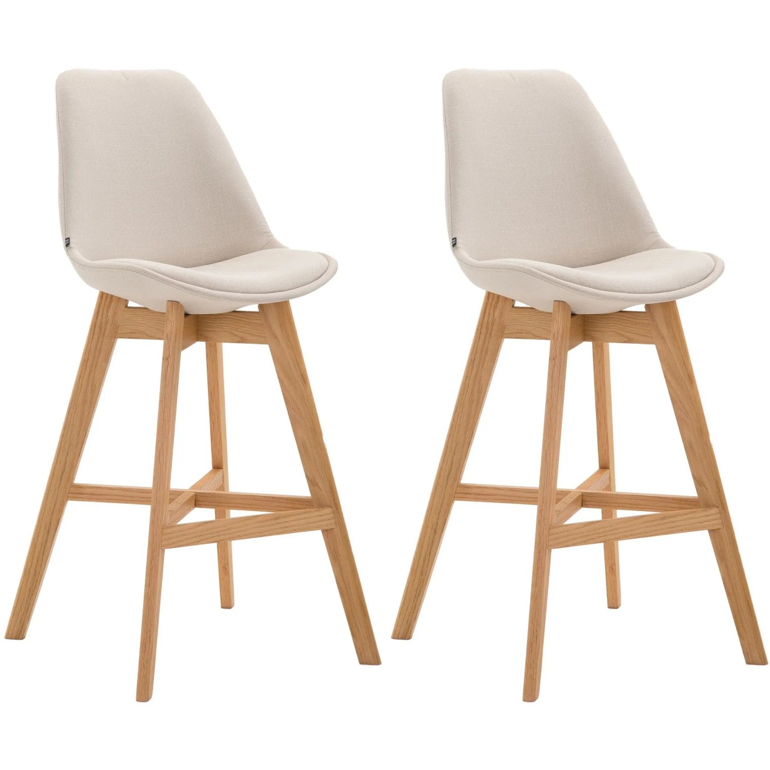 DELUKE 2er Set Barhocker DUMIR Stoff Creme 48x56x112cm Barstuhl Mit Lehne Tresenhocker Tresenstuhl