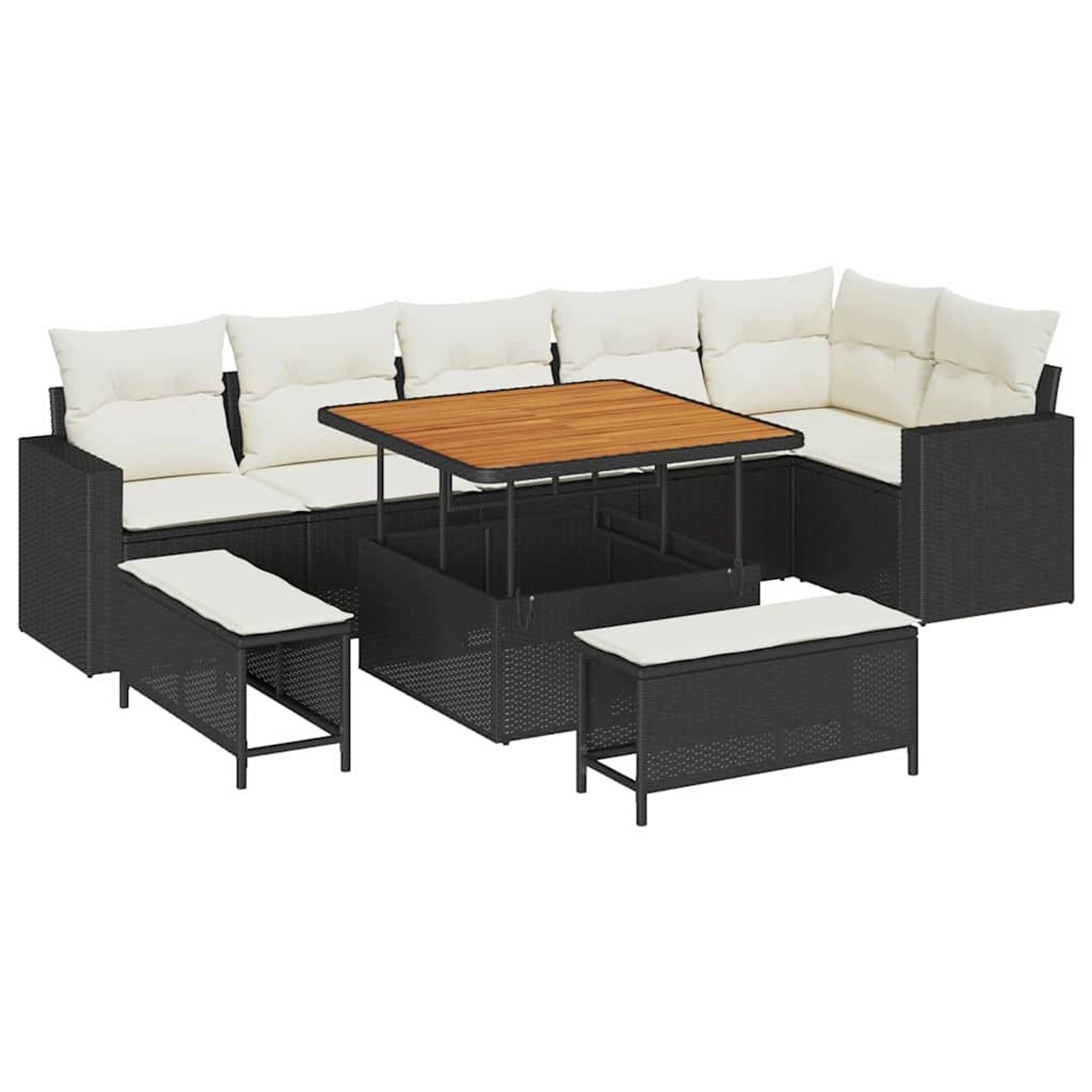 vidaXL Garten-Sofa-Set 9-Tlg Schwarz Poly Rattan 3361625 günstig online kaufen