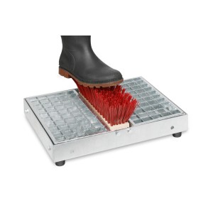 PROREGAL Robuster Schuhreiniger Mit Bürste HxBxT 45,5 x 35,5 x 17 cm Stahl Gitterrost Silber