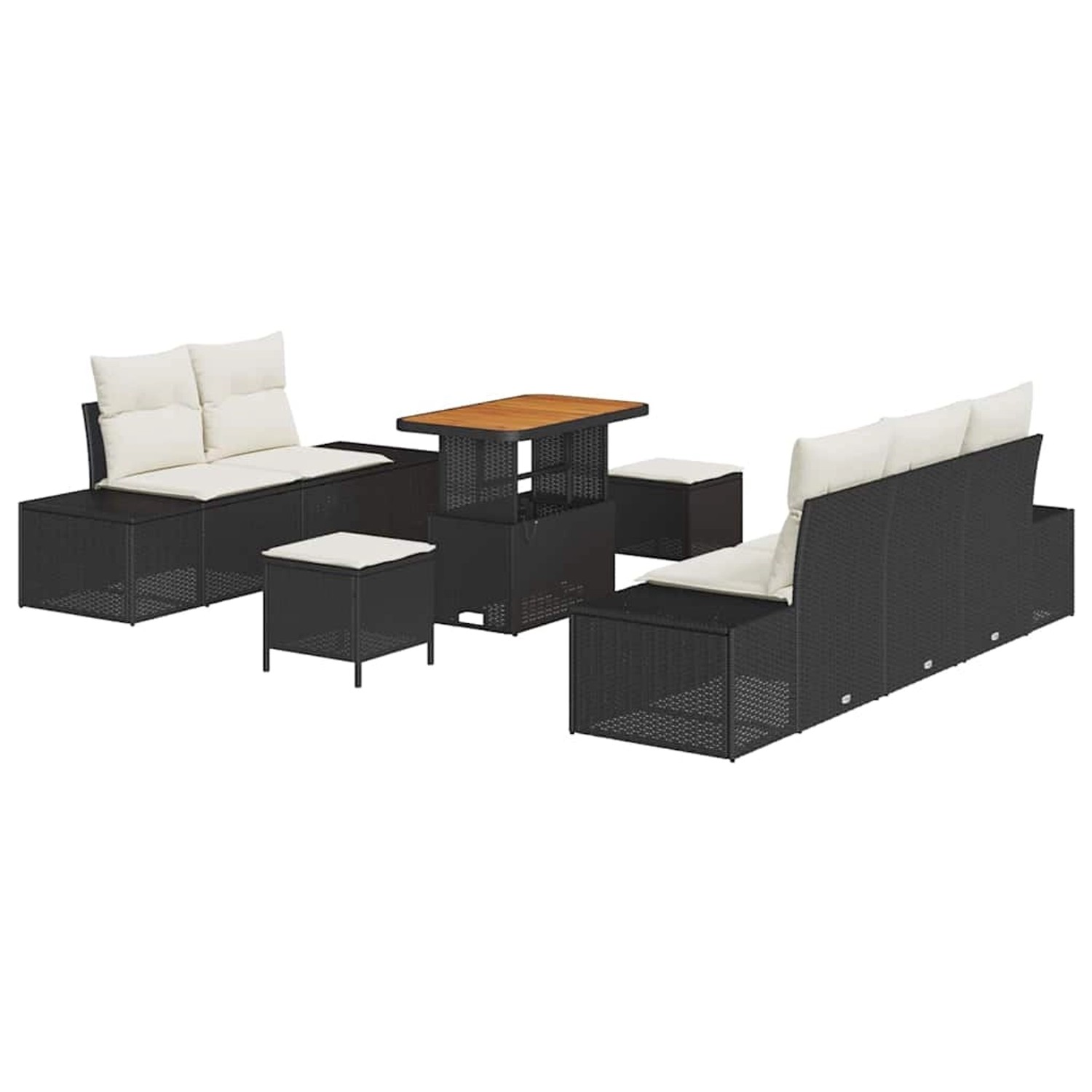 vidaXL Garten-Sofa-Set mit Kissen 8-Tlg Schwarz Poly Rattan 3362730 günstig online kaufen