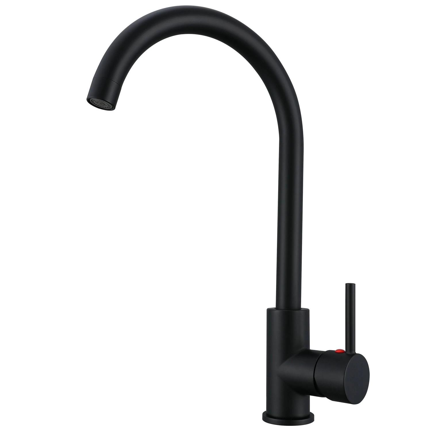 AICA Küchenarmatur Messingkern Einhandmischer 38cm Hochbogen Wasserhahn Küche 360 Grad Schwenkbar Schwarz Matt