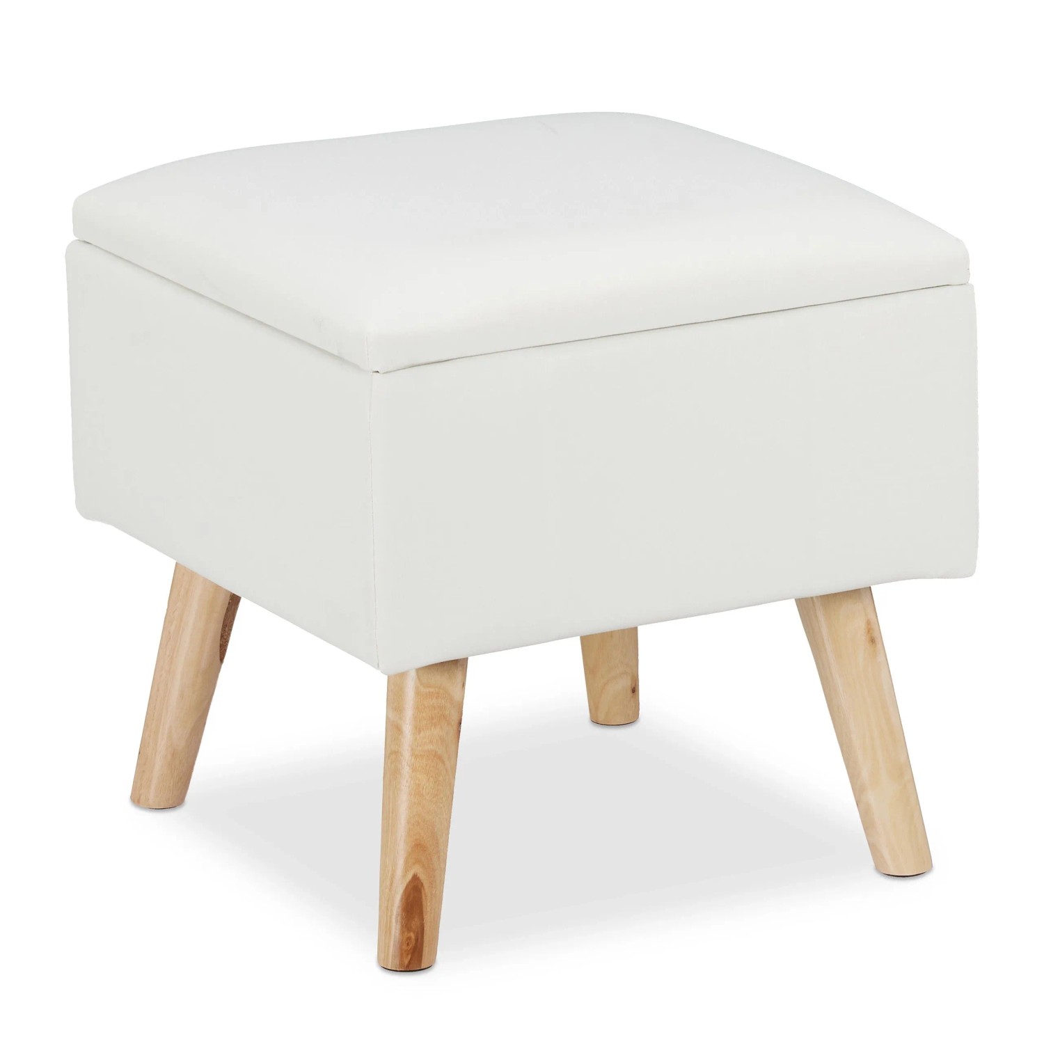 Relaxdays Sitzhocker Kunstleder Weiß Mit Stauraum 40 cm x 40 cm x 40 cm 7 kg