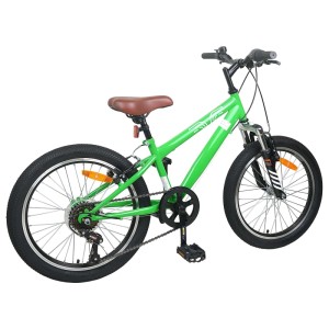 Grünes 24-Zoll-Mountainbike mit 6 Gängen für Kinder von 8-12 Jahren.
