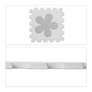 Relaxdays Puzzlematte EVA-Schaumstoff Grau Mit Rand und Motiven 1,5 kg