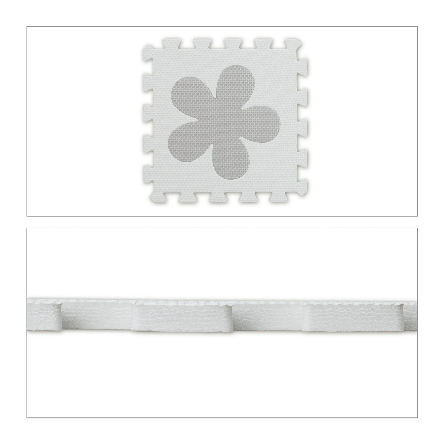 Relaxdays Puzzlematte EVA-Schaumstoff Grau Mit Rand und Motiven 1,5 kg