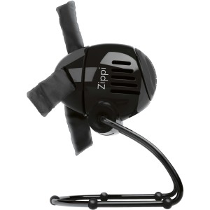 Schwarzer Vornado Zippi Tischventilator mit weichen Rotorblättern und Metallfuß.