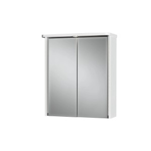 Weißer Jokey Spiegelschrank Tamrus LED, 65 cm breit, mit zwei Spiegeltüren für das Badezimmer.