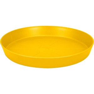 Ockerfarbener, runder Elho Untersetzer Loft Urban, Ø 34,3 cm, aus recyceltem Kunststoff.