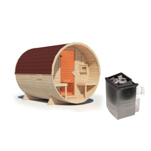 Chillroi Fasssauna Saunaofen Eingebaute Steuerung 9kW Inklusive Dachschindeln