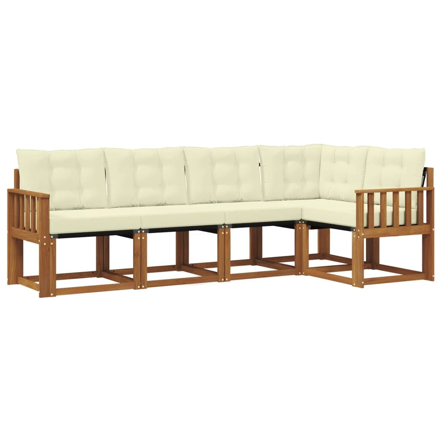 vidaXL Outdoor-Sofagarnitur mit Kissen 5-Tlg Natur und Creme 3368661
