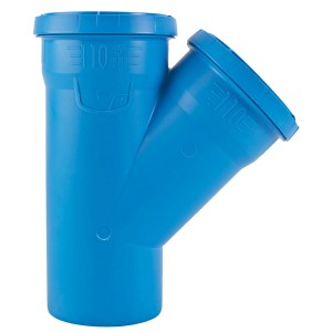 Blauer Marley dBlue HT-Einfachabzweig 87° DN 110/110 für Abwasserrohre.