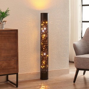 Lindby LED Stehlampe Lengla 9945417 Modern in Schwarz aus Metall 1-flammig Wohnzimmerleuchte