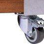 Detailaufnahme: Rolle mit Feststellbremse am braunen Dobar Hochbeet Rollfi.