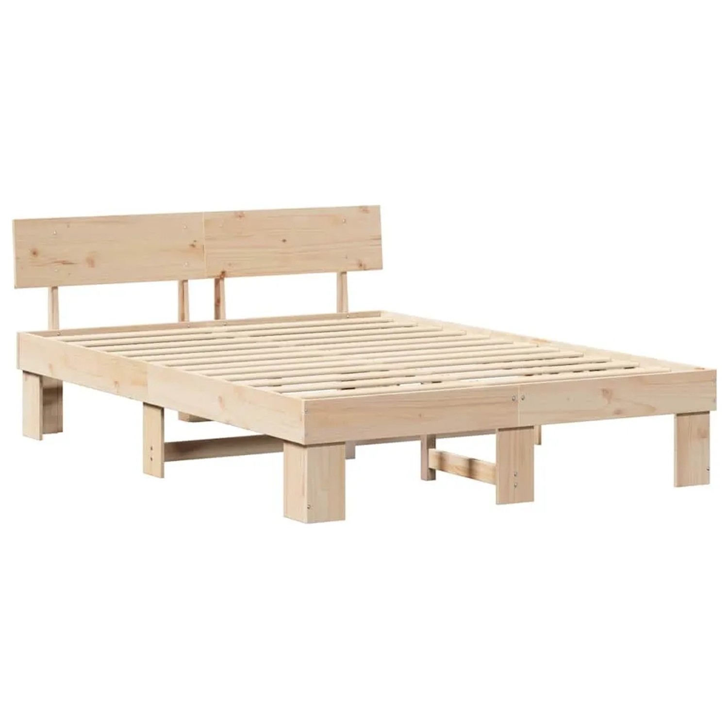 vidaXL Bettrahmen mit Kopfteil Natur 140 x 200 cm Massives Kiefernholz 872566