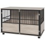 PawHut Hundekäfig 100x60x68cm, Hundebox mit Türen, robust und elegant für große Hunde.