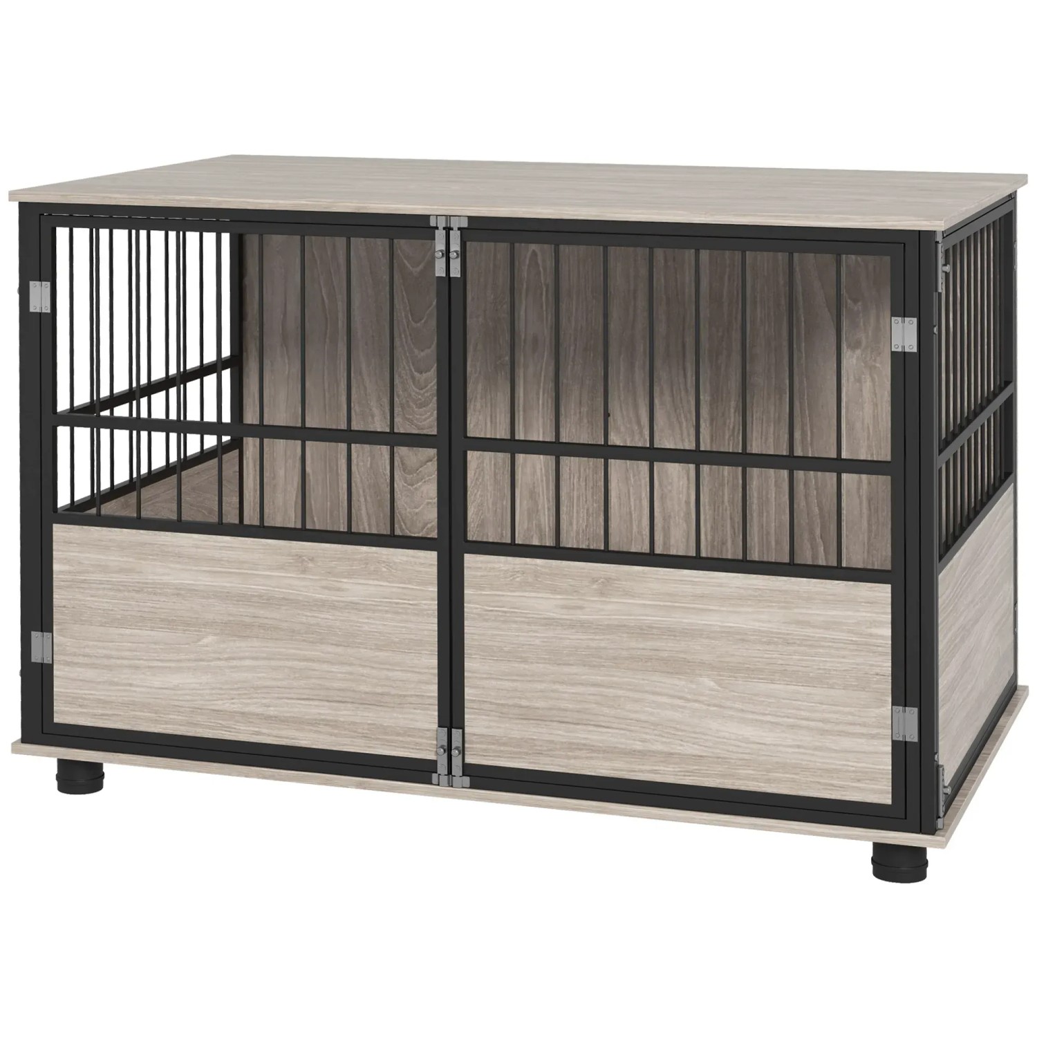 PawHut Hundekäfig 100x60x68cm, Hundebox mit Türen, robust und elegant für große Hunde.