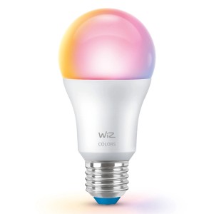 WiZ LED-Lampe E27 mit Farbwechsel, 8,5W, 806lm, smarte Glühbirne für stimmungsvolle Beleuchtung.