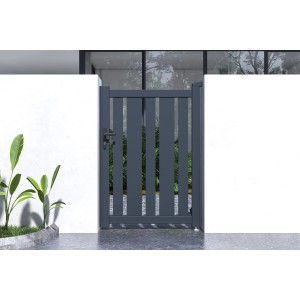Graues Casanoov Gartentor Veymont (100x140 cm) mit zwei Eifel Pfosten (166 cm).