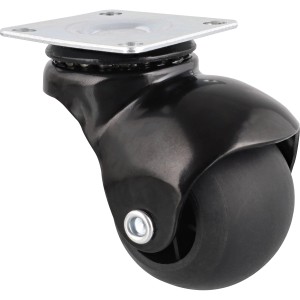 Schwarze Wagner Möbel-Kugelrolle mit Platte, Ø 3,8 cm, für Möbel und harte Böden.
