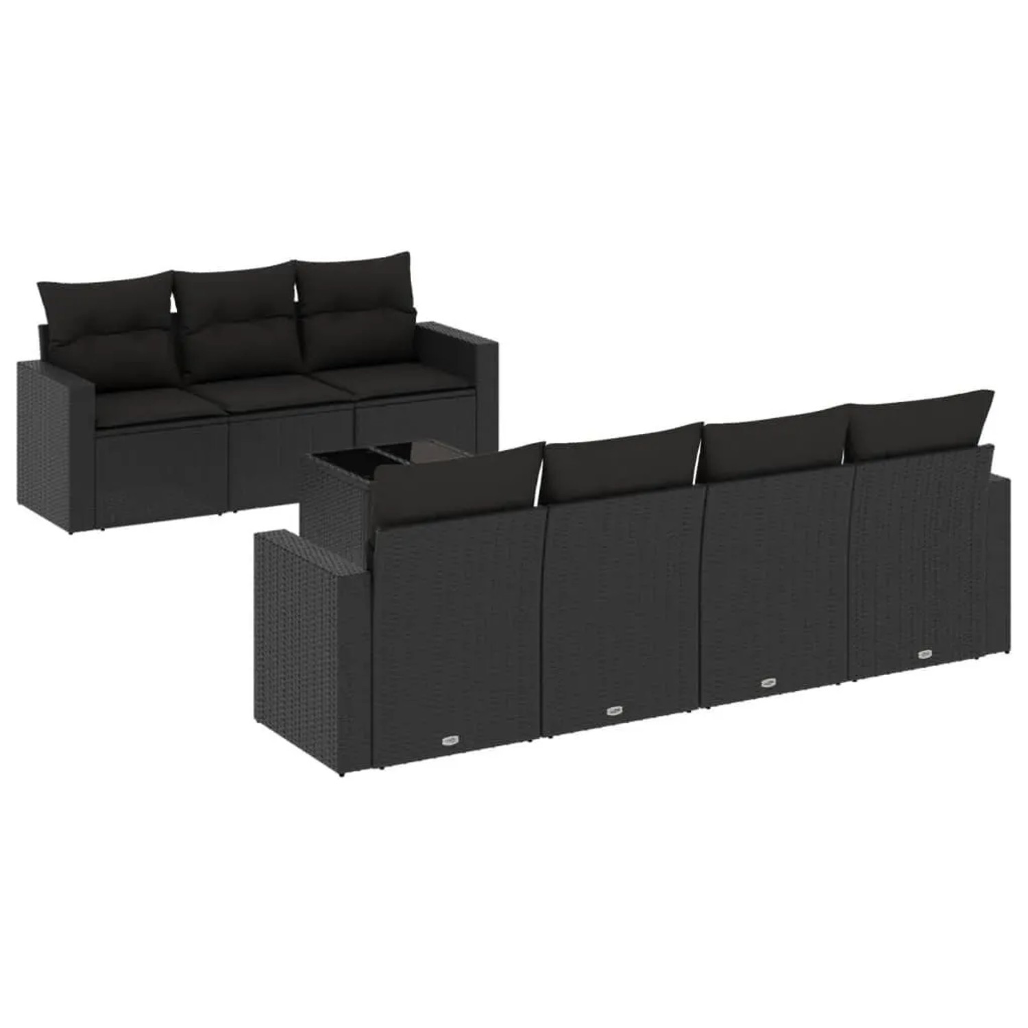 vidaXL 8-Tlg Garten-Sofagarnitur mit Kissen Schwarz Poly Rattan 3251062 günstig online kaufen