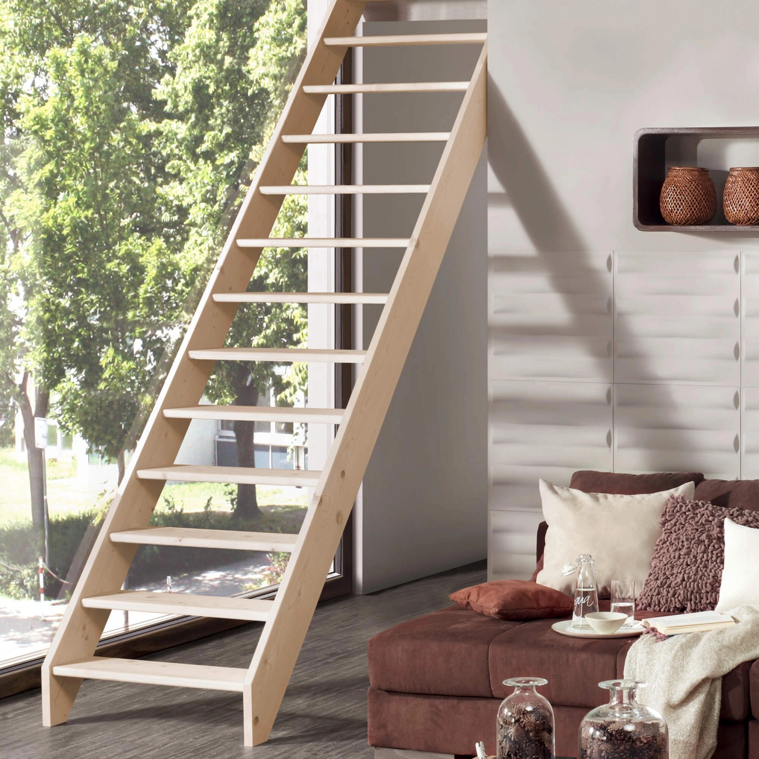 Treppen Intercon Holztreppe Casablanca Raumspartreppe Fichte Massiv Naturbe günstig online kaufen