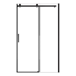 AICA Schiebetür Duschkabine 120x200cm, schwarzer Rahmen, 8mm ESG-Glas, Nischentür.