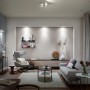 Philips Hue GU10 LED Starter-Set mit Dimmer in Wohnraum-Szene.