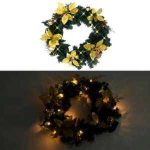 vidaXL Weihnachtskranz mit LED-Leuchten Grün 60 cm PVC 320974