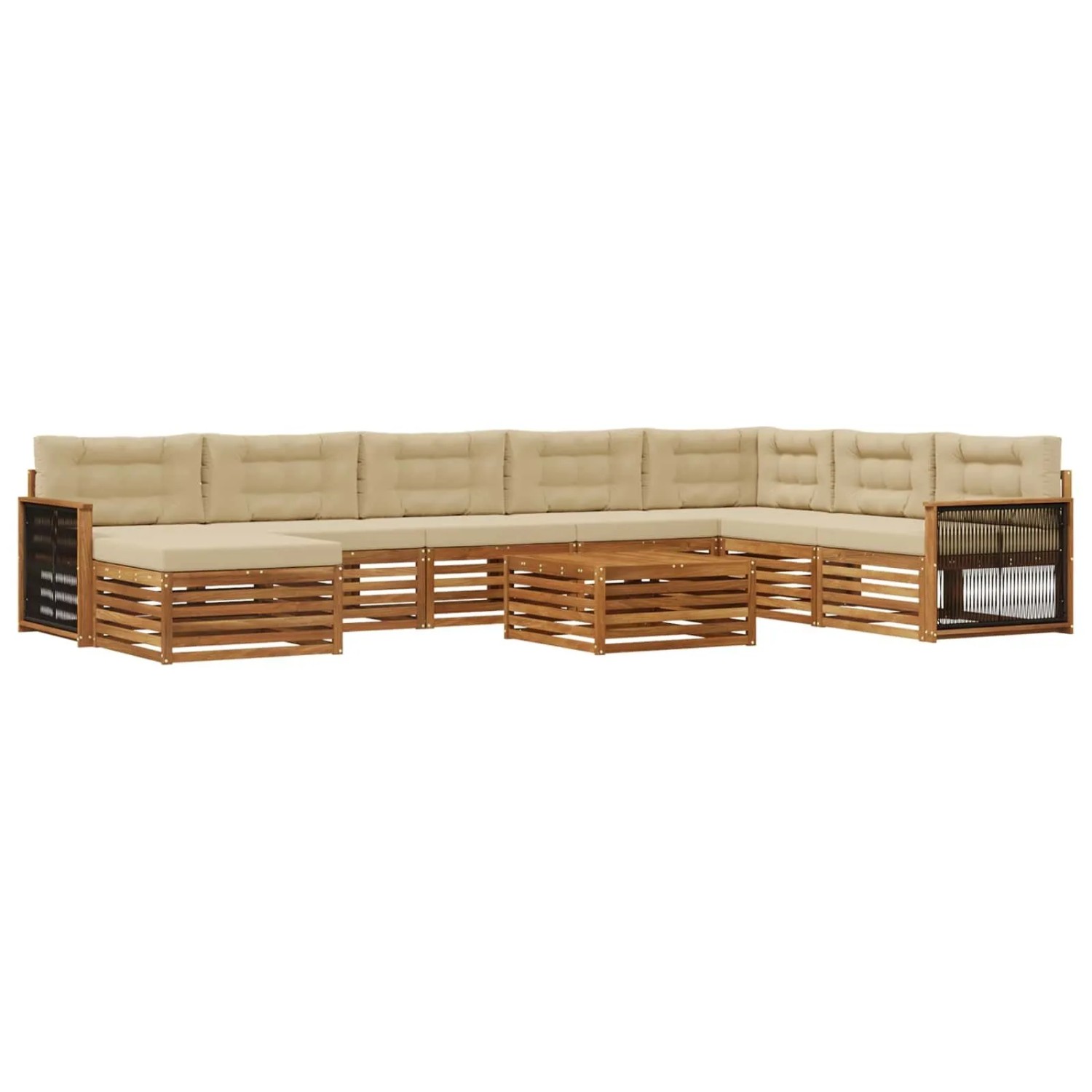 vidaXL Outdoor-Sofagarnitur 9 Stk Natur und Beige Massivholz Akazie 3383746