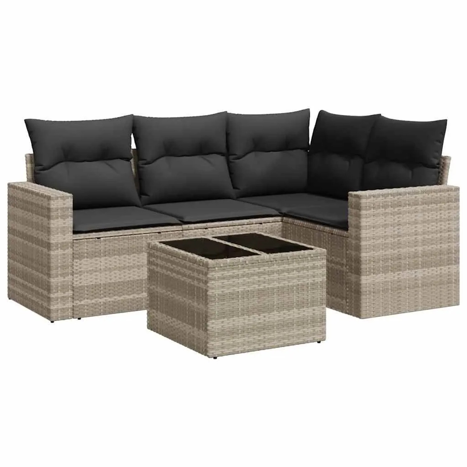 vidaXL 5-Tlg Garten-Sofagarnitur mit Kissen Hellgrau Poly Rattan 3251259 günstig online kaufen