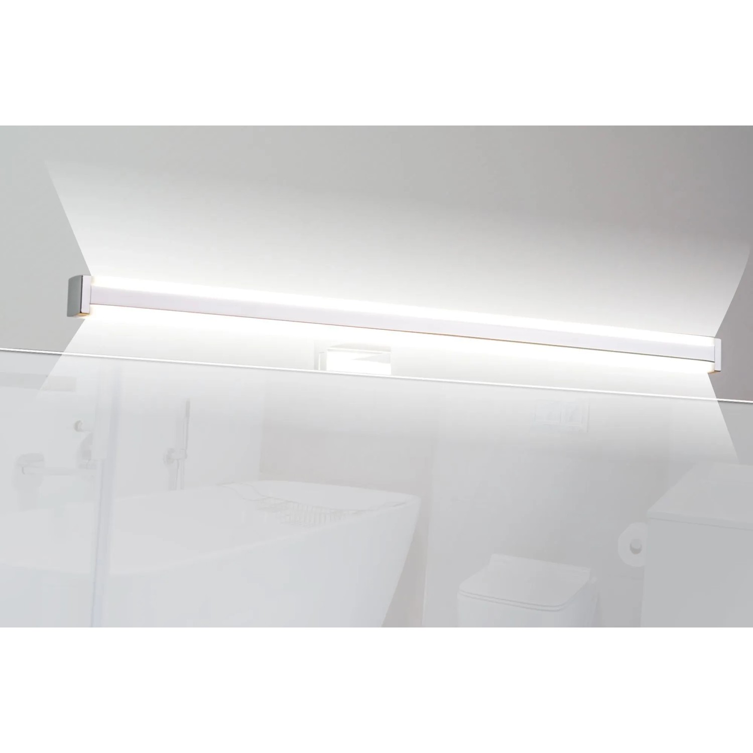 Verchromte 41cm LED Spiegelleuchte Sandro mit warmweißem Up & Down Licht, ideal für Bad und Spiegel.