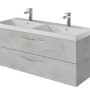 Pelipal Badmöbel-Set Serie 4035 in Oxid Hellgrau mit Doppelwaschtisch und Unterschrank.