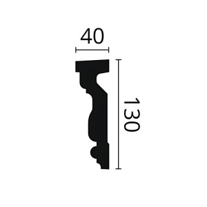 Profilzeichnung NMC MA14-Box DOMOSTYL Türumrandung, 130x40 mm, Detailansicht der Form.