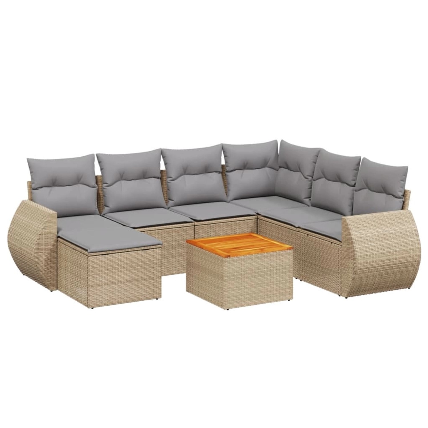 vidaXL 8-Tlg Garten-Sofagarnitur mit Kissen Beige Poly Rattan 3225121 günstig online kaufen
