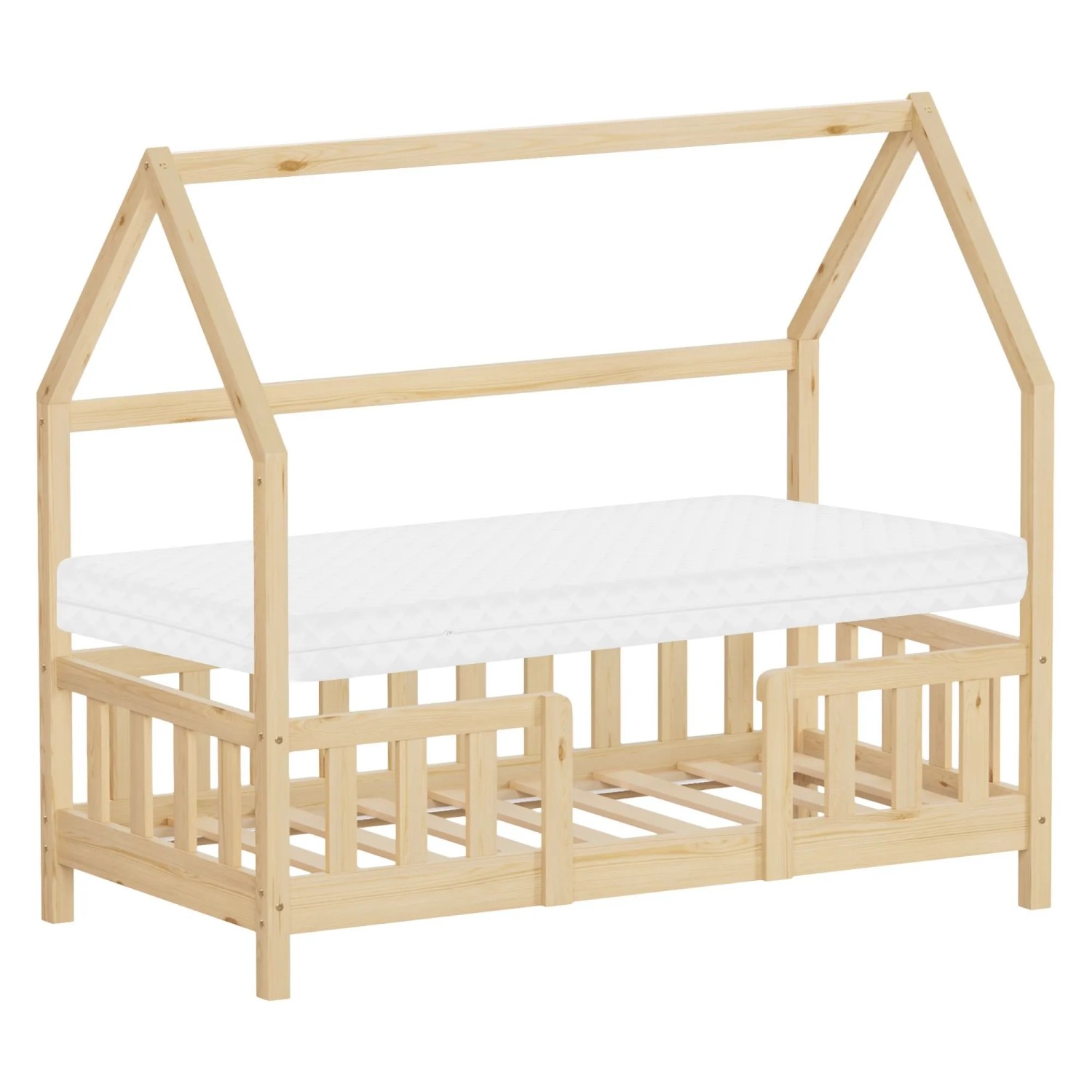 ML-Design Kinderbett 70x140 cm mit Matratze Natur aus Kiefernholz