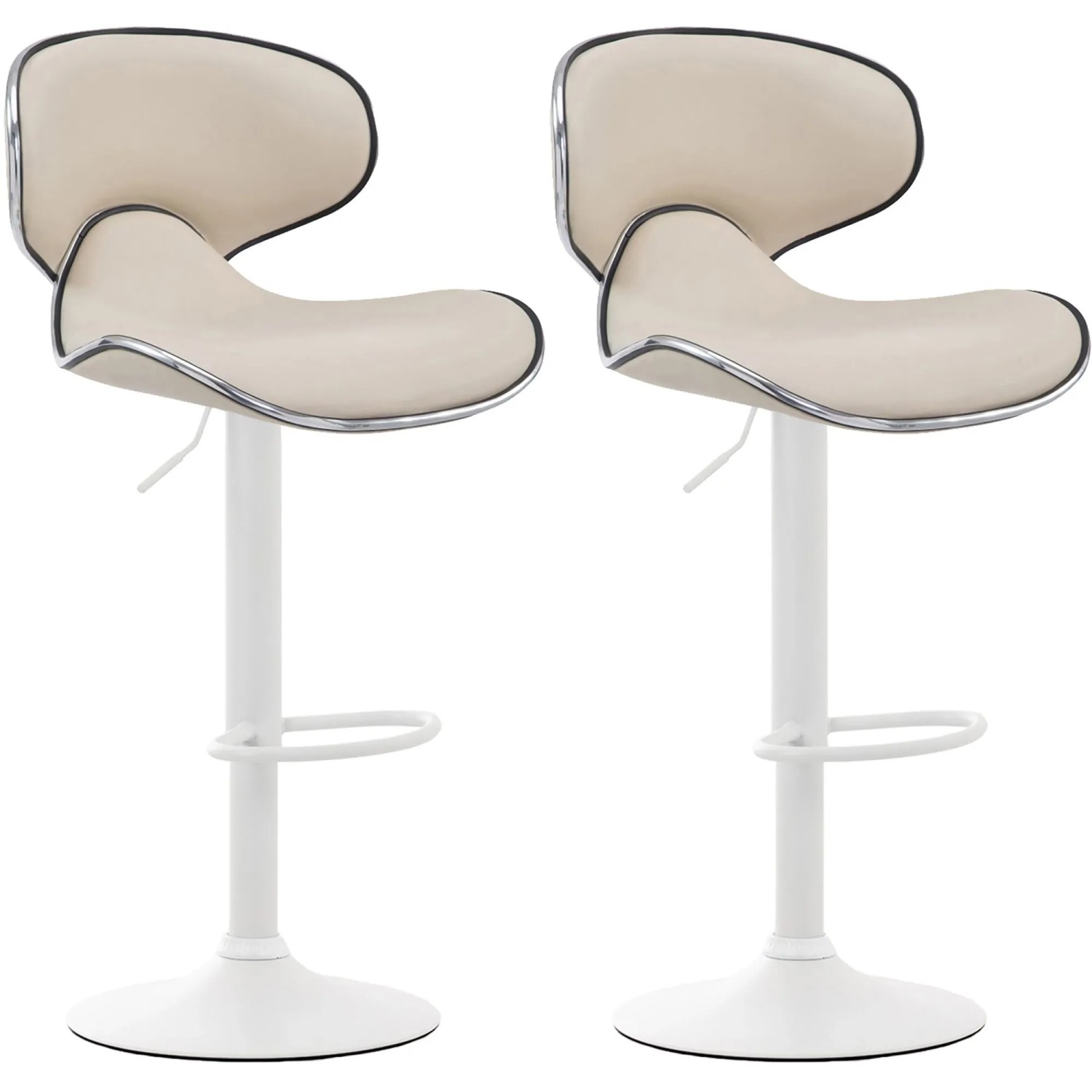 CLP 2er Set Barhocker Las Vegas Kunstleder Creme/Weiß